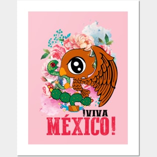 Bandera de Mexico Kawaii Posters and Art